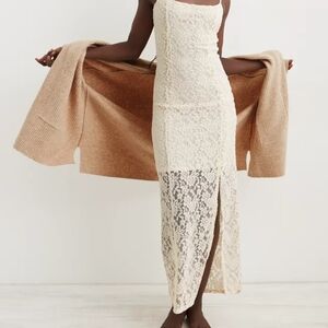 Cream & Black Lace Maxi Dress